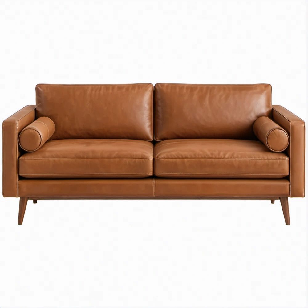 Sofá de 2 Lugares em Couro Sintético PU Castanho Cognac 160 x 85 x 82 cm
