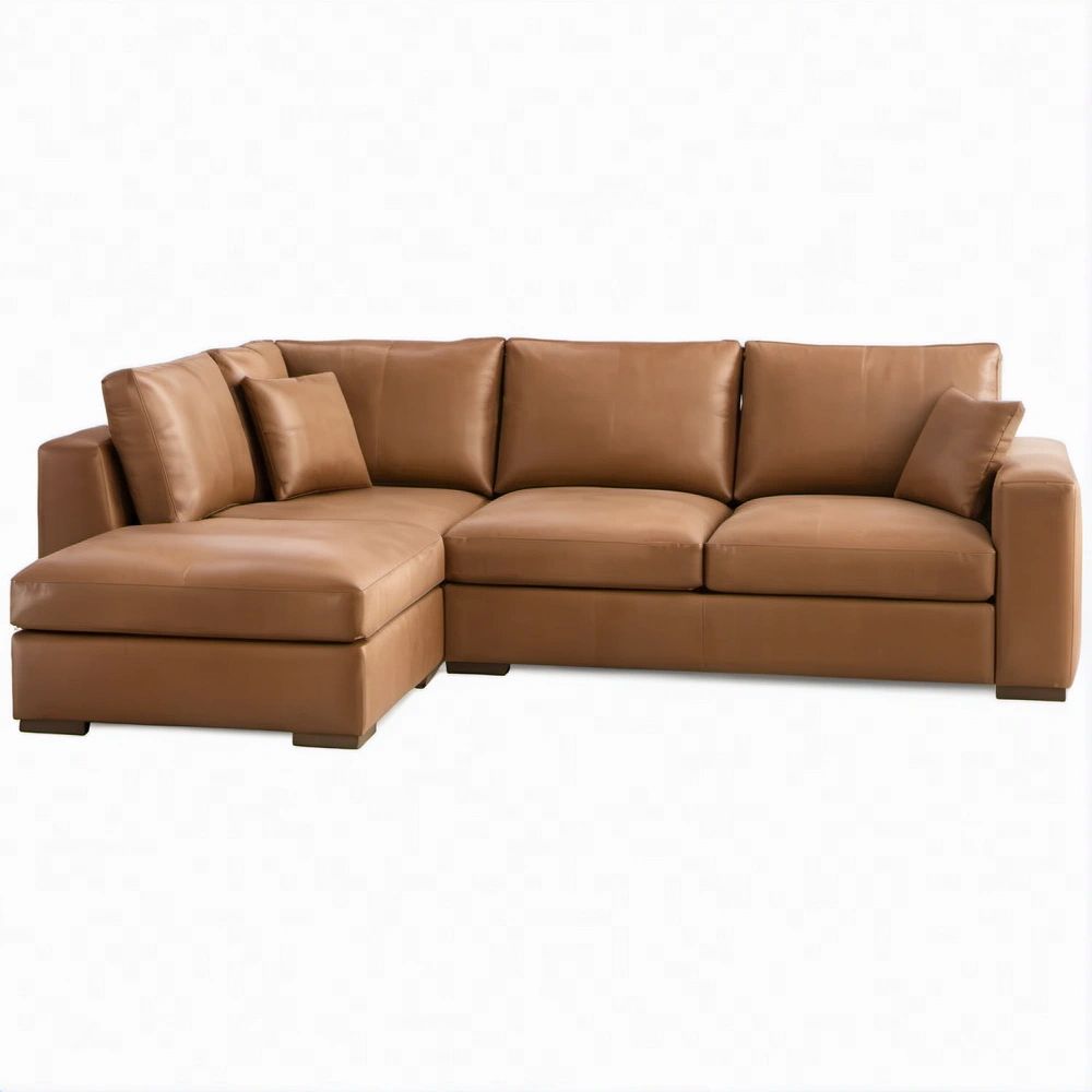 Sofá de Canto com Chaise Longue à Esquerda em Couro Sintético PU Castanho 270 x 160 x 85 cm