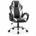 Cadeira de Gaming Ergonómica Preta e Branca em Pele Sintética PU, 65 x 65 x 110-120 cm