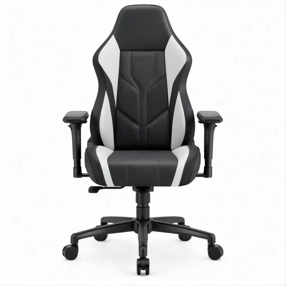 Cadeira de Gaming Ergonómica Preta e Branca em PVC, 65 x 65 x 120-130 cm