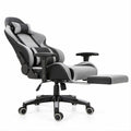 Cadeira de Gaming Reclinável Preto e Cinzento com Apoio para Pés, 65 x 65 x 120-130 cm