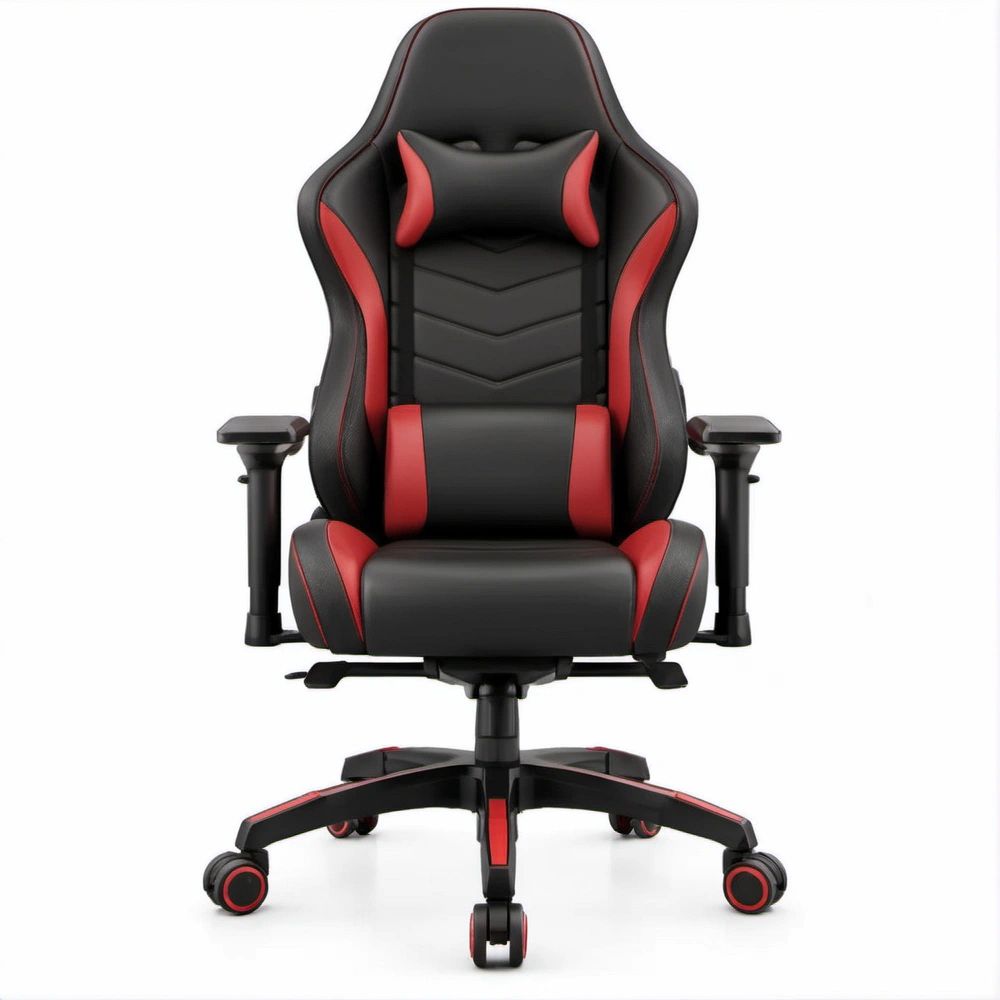 Cadeira Gaming Reclinável Preta e Vermelha em Pele Sintética PU 65 x 65 x 120-130 cm