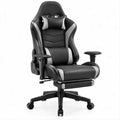 Cadeira Gaming Reclinável Preta e Cinzenta em Pele Sintética PU 66 x 70 x 122-132 cm